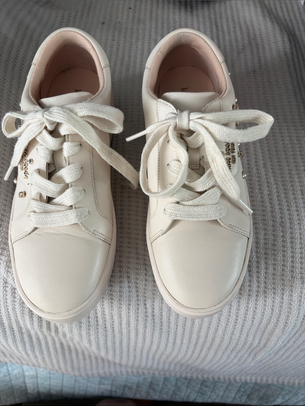 Kate Spade Keds Women’s Ivory Lace-Up Casual Sneakers